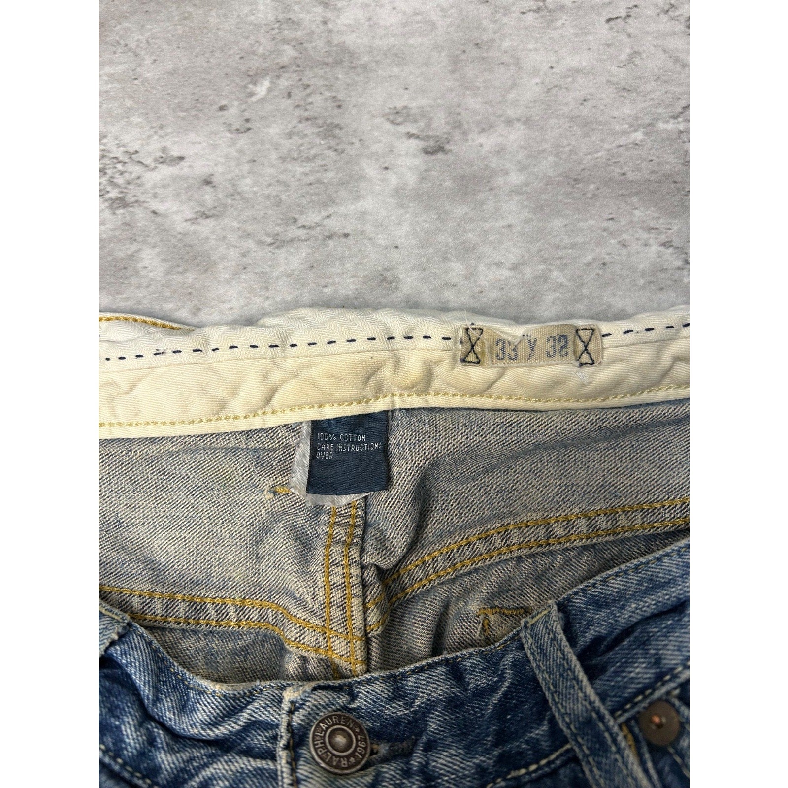 Vintage 2000s Polo Ralph Lauren Distressed Dark Wash Denim Pants Size 34