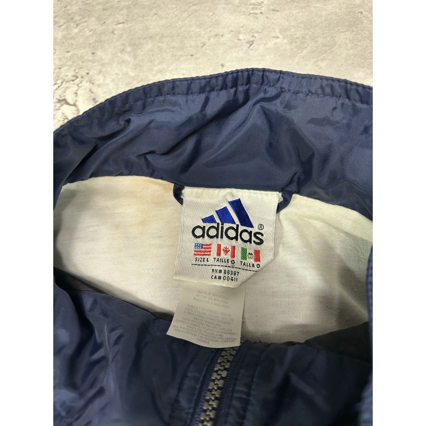 Vintage 90s Adidas Embroidered Spellout Nylon Windbreaker Jacket Size Large