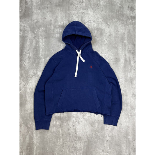 Vintage Polo Ralph Lauren Embroidered Pony Cropped Hooded Sweatshirt Size Large