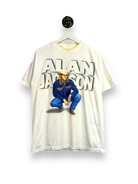 Vintage 1997 Alan Jackson Portrait Graphic Country Music T-Shirt Size Large 90s