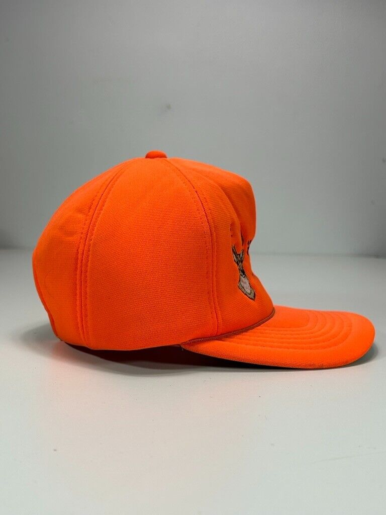 Vintage 80s Grand View Hunt Club Deer Graphic Foam Snapback Hat OSFA Orange