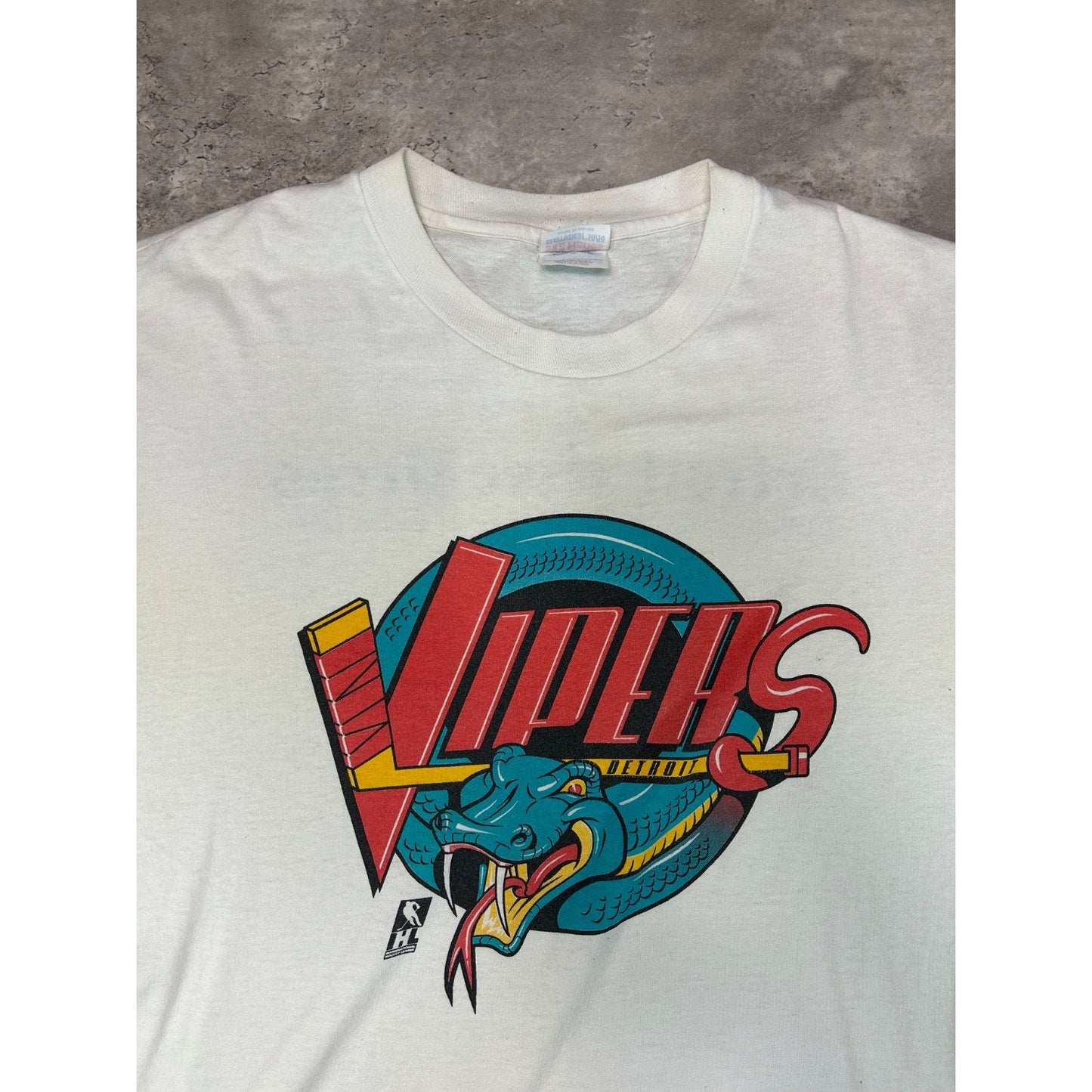 Vintage Detroit Vipers IHL Spellout Logo Hockey Graphic T-Shirt Size XL