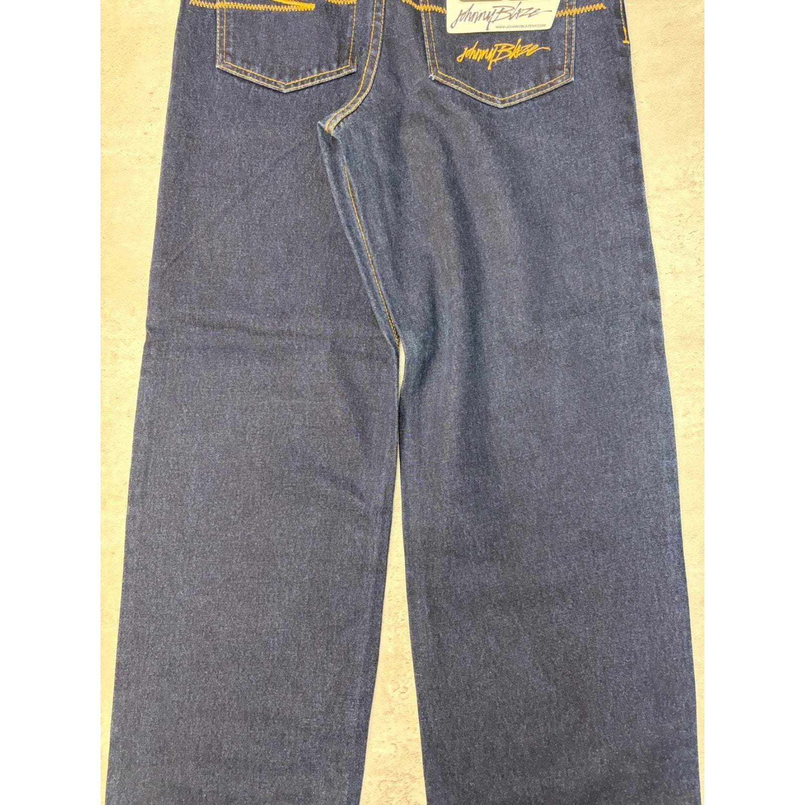 Vintage Y2K Womens Johnny Blaze Embroidered Dark Wash Denim Pants Size 28x29
