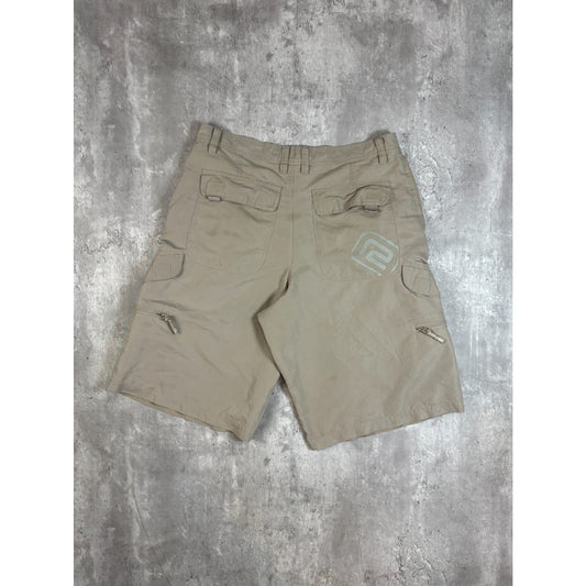 Vintage R2 Tactical Multi Pocket Nylon Cargo Shorts Size 34 Beige