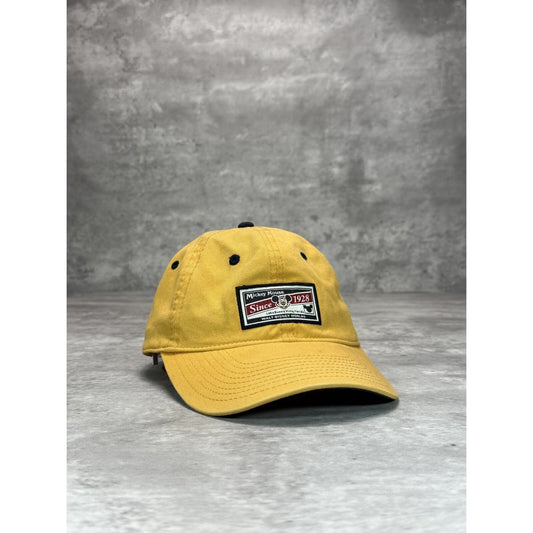 Vintage Disney Mickey Mouse Embroidered Patch Strapback Hat OSFA Yellow