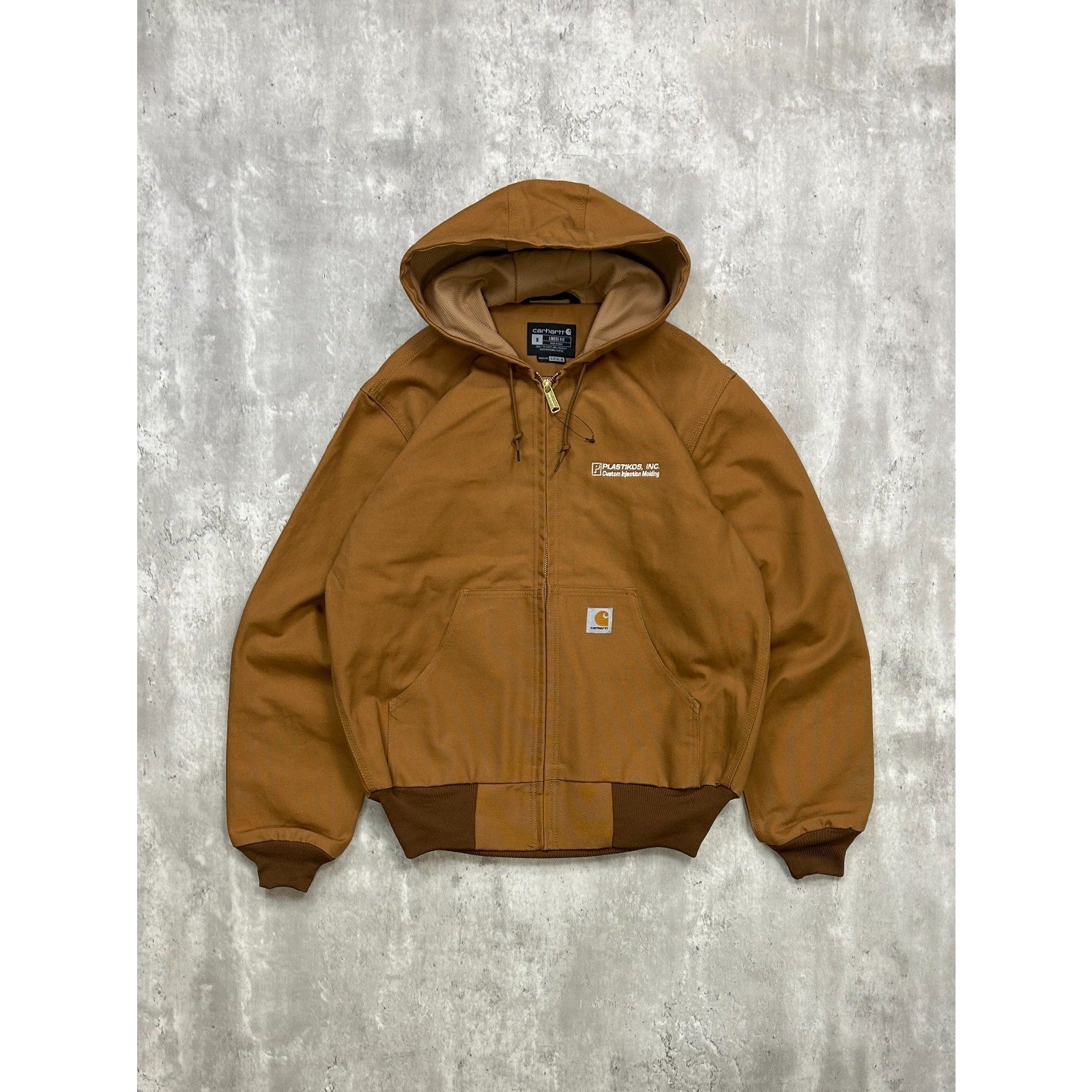 Vintage Carhartt Thermal Lined Canvas Workwear Hooded Active Jacket Size Small