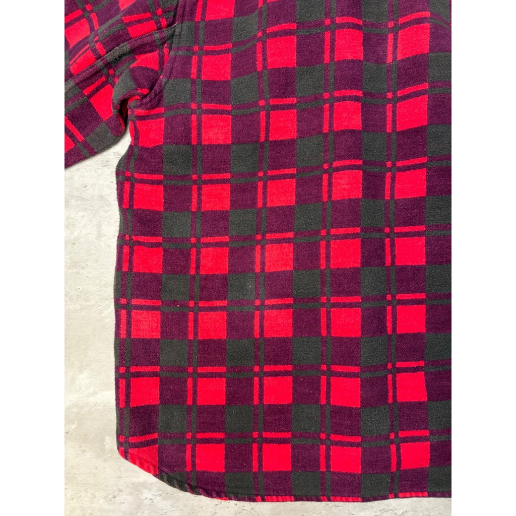 Vintage 1970s Champion Plaid Print Long Sleeve Button Up Shirt Size Large