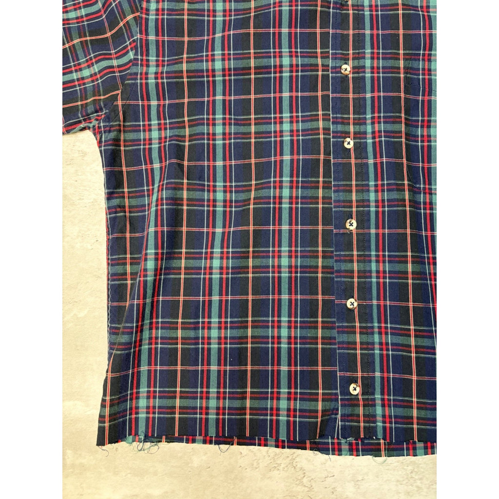 Vintage Eddie Bauer Plaid Cropped Single Pocket Button Up Shirt Size Medium