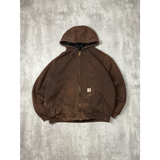 Vintage Carhartt Thermal Lined Full Zip Hooded Workwear Sweatshirt Size 2XL