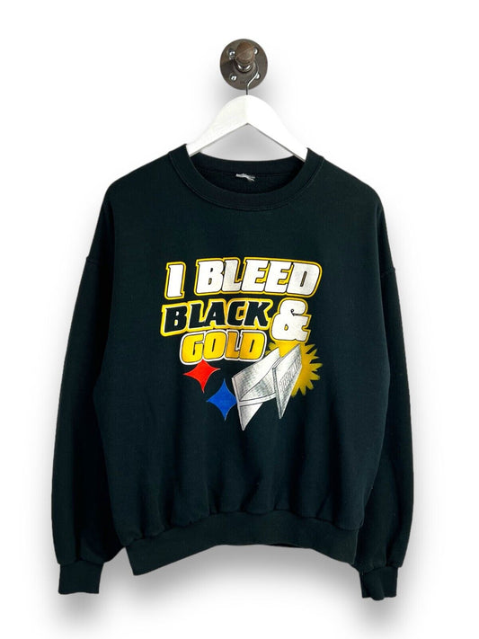 Vintage Pittsburgh Steelers NFL Bleed Black & Gold Graphic Sweatshirt Size Large