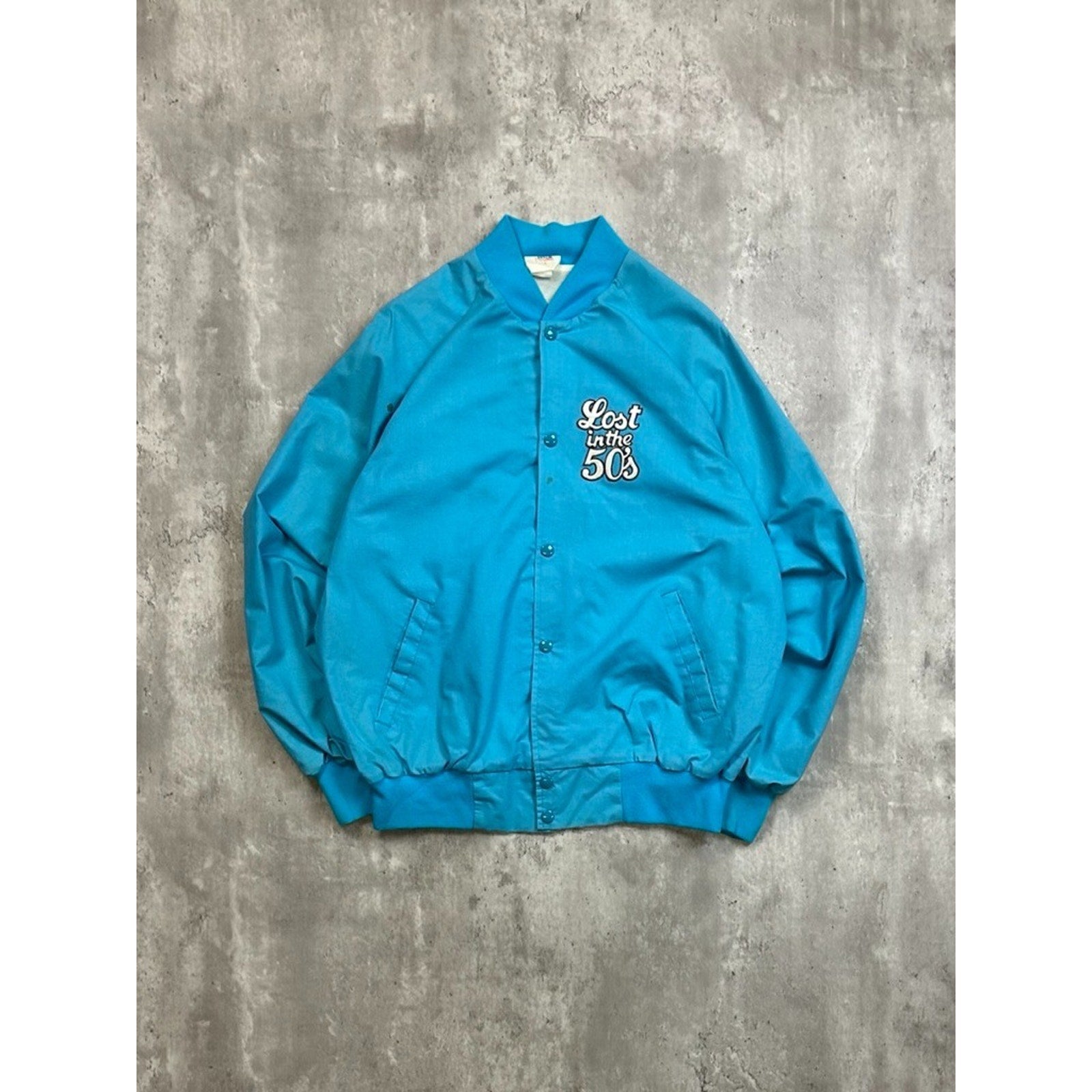 Vintage 80s/90s Lost In The 50s Embroidered Bomber Jacket Size Large