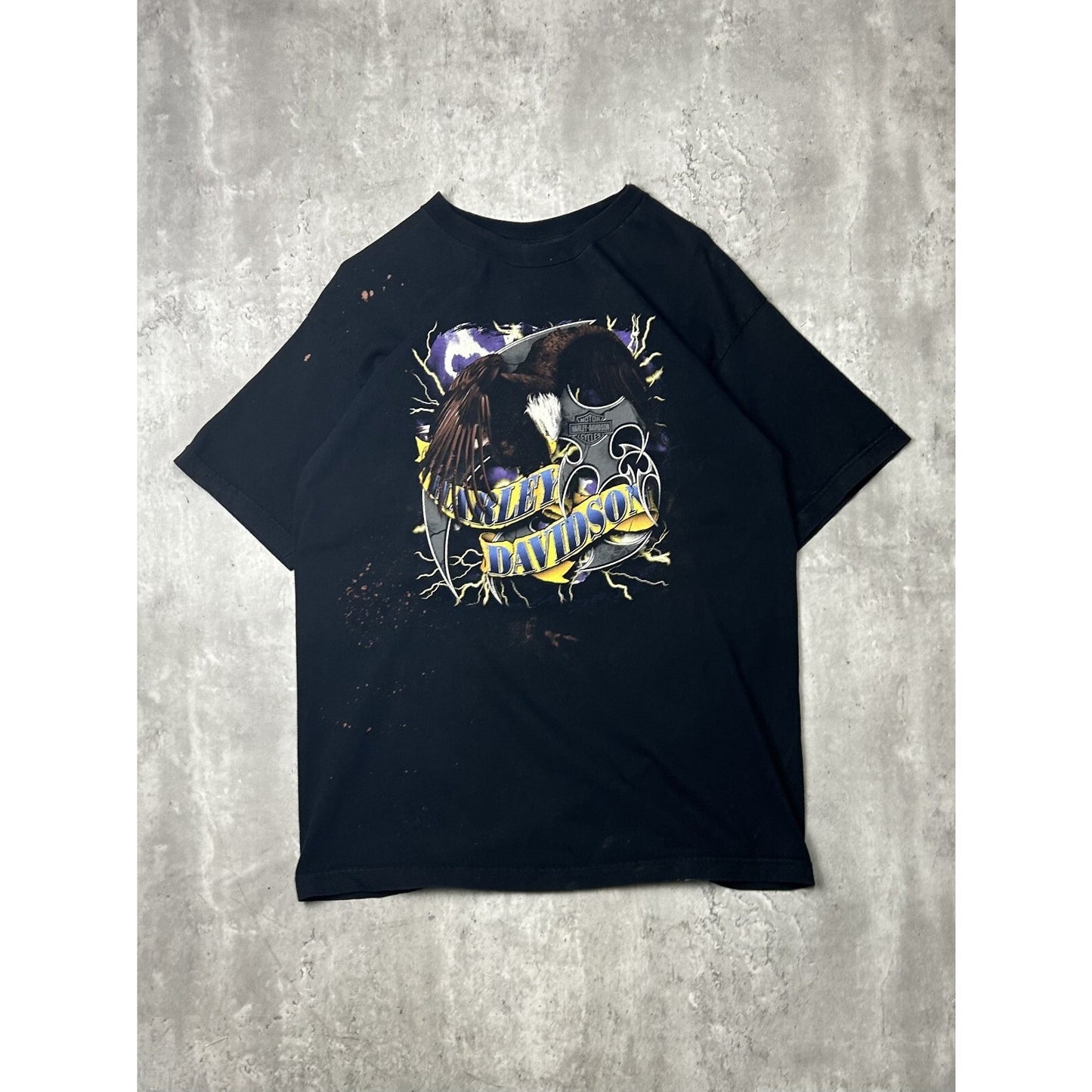 Vintage 2002 Harley Davidson Bald Eagle Graphic T-Shirt Size XL Black
