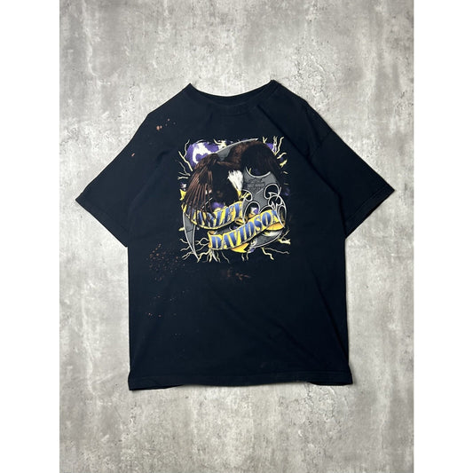 Vintage 2002 Harley Davidson Bald Eagle Graphic T-Shirt Size XL Black