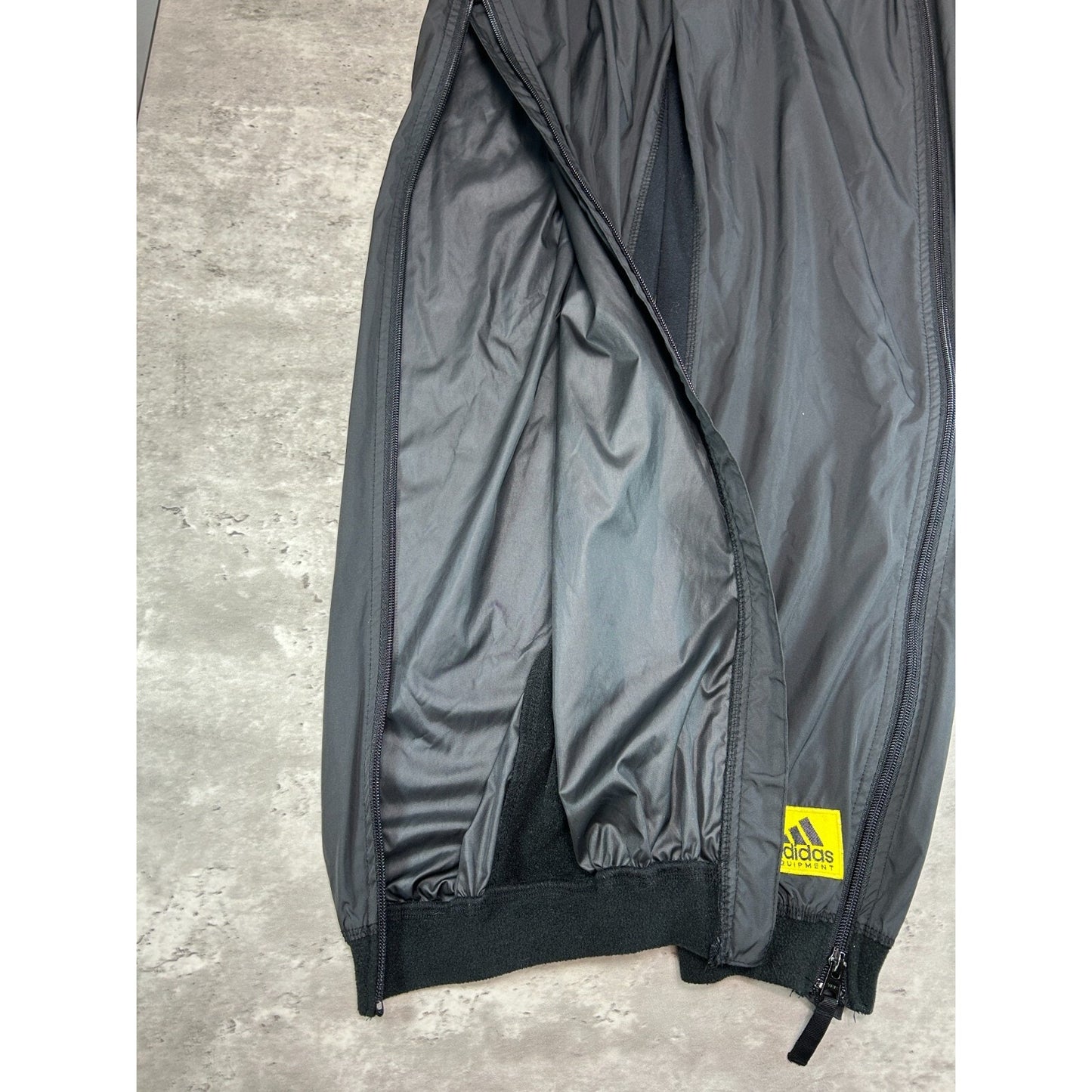 Vintage 90s Adidas Embroidered Patch Tapered Nylon Track Pants Size Small Black