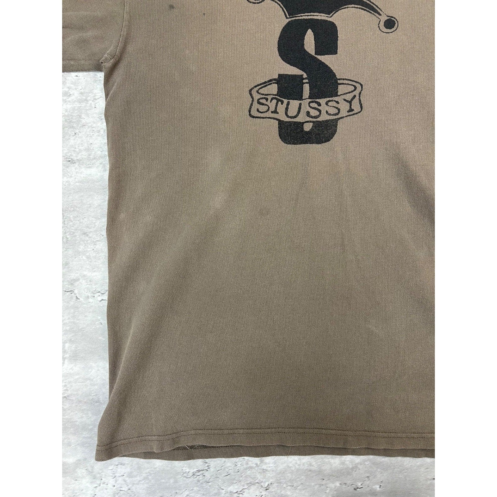Vintage Stussy Crown Graphic Earth Tone Spellout T-Shirt Size LT