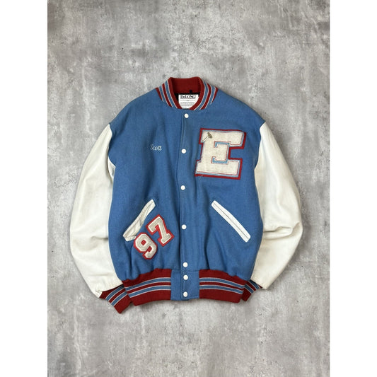 Vintage 80s/90s Eastwood Varsity Embroidered Patches Varsity Jacket Size LT