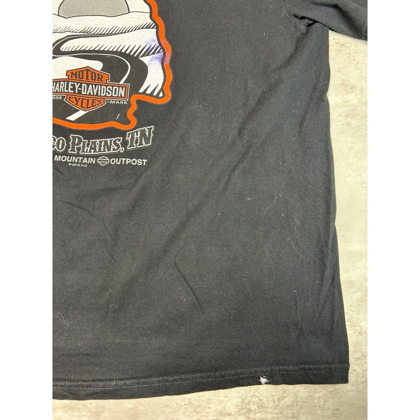 Vintage Harley Davidson American Flag Spellout Graphic Motorcycle T-Shirt Sz XL