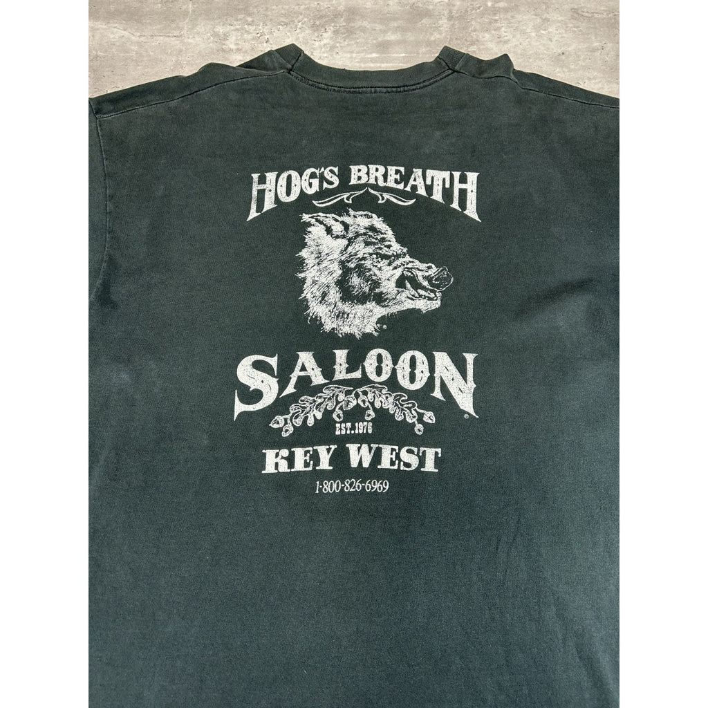Vintage 90s Hogs Breath Saloon Graphic Spellout Destination T-Shirt Size XL