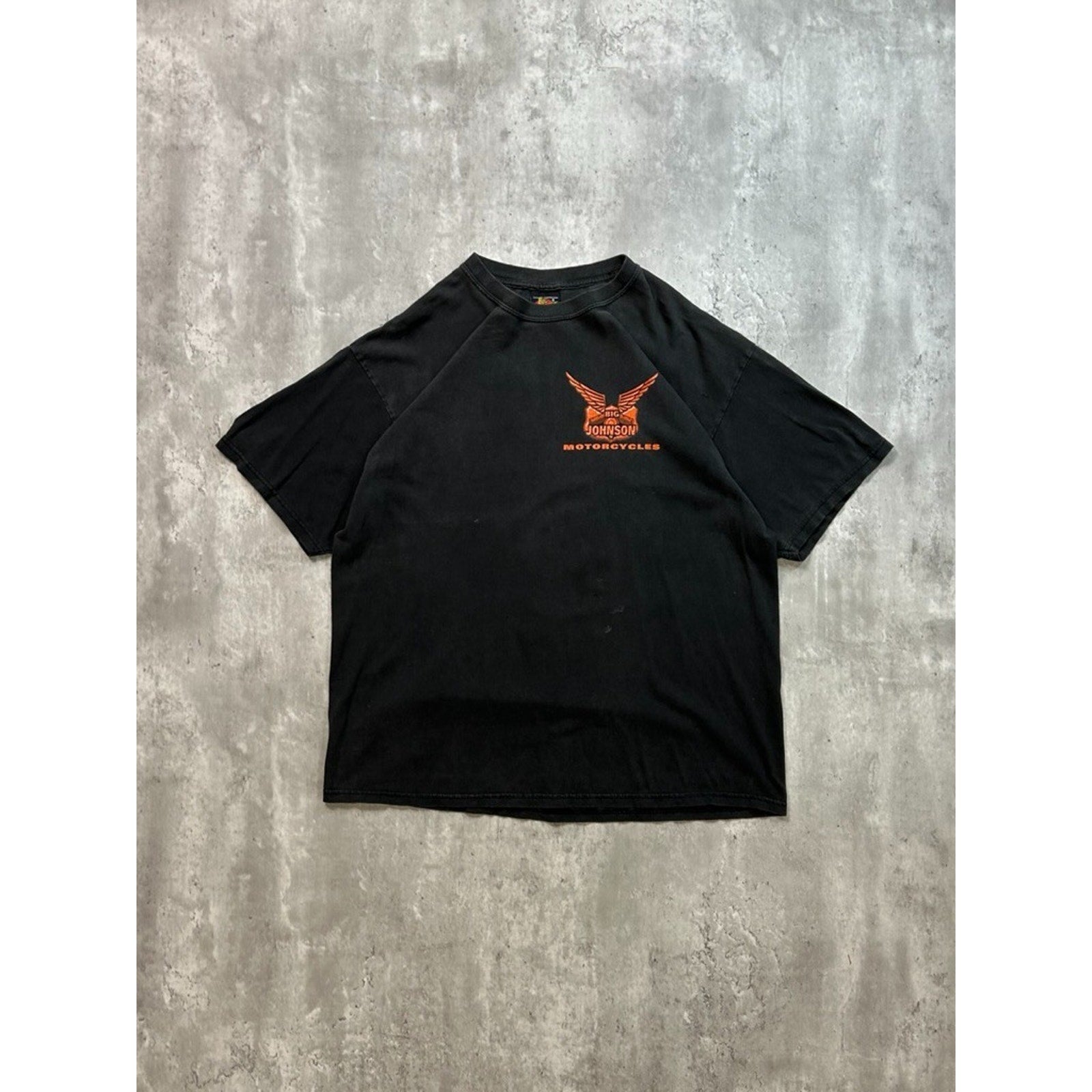 Vintage Big Johnson Motorcycles Spellout Slogan Graphic T-Shirt Size XL