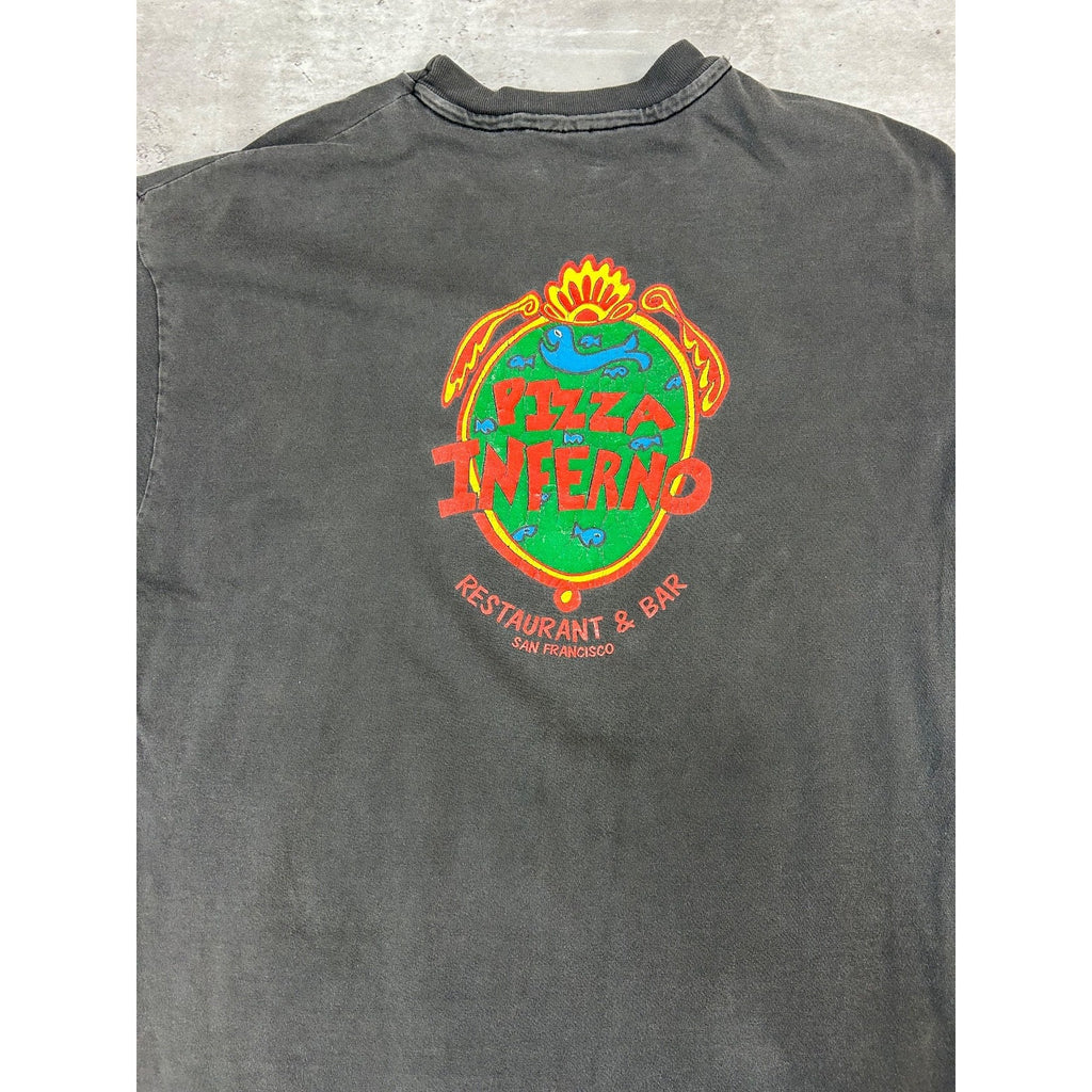 Vintage Pizza Inferno Restaurant Destination Graphic T-Shirt Size Large Black
