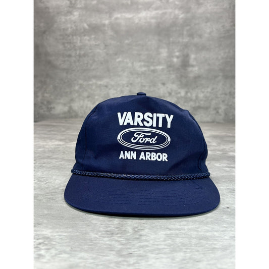 Vintage Varsity Ford Ann Arbor Graphic Spellout Logo Snapback Hat OSFA Blue