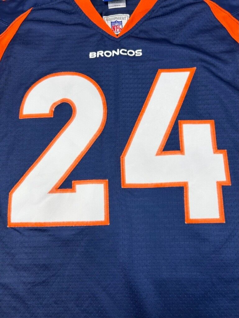 Vintage Champ Bailey #24 Denver Broncos NFL Reebok Football Jersey Size Medium