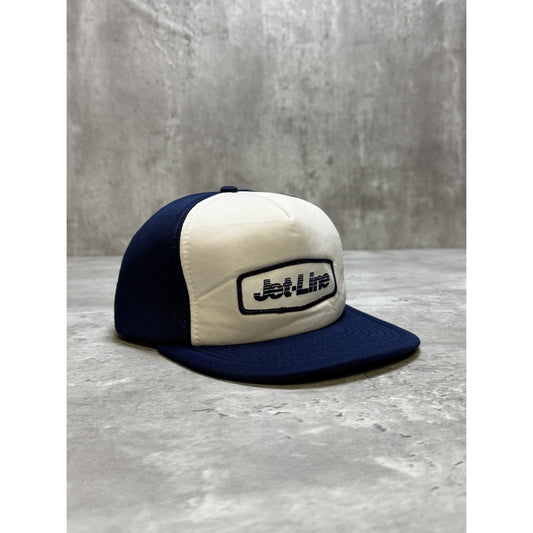 Vintage 80s/90s Jetline Embroidered Spellout Patch Trucker Snapback Hat OSFA