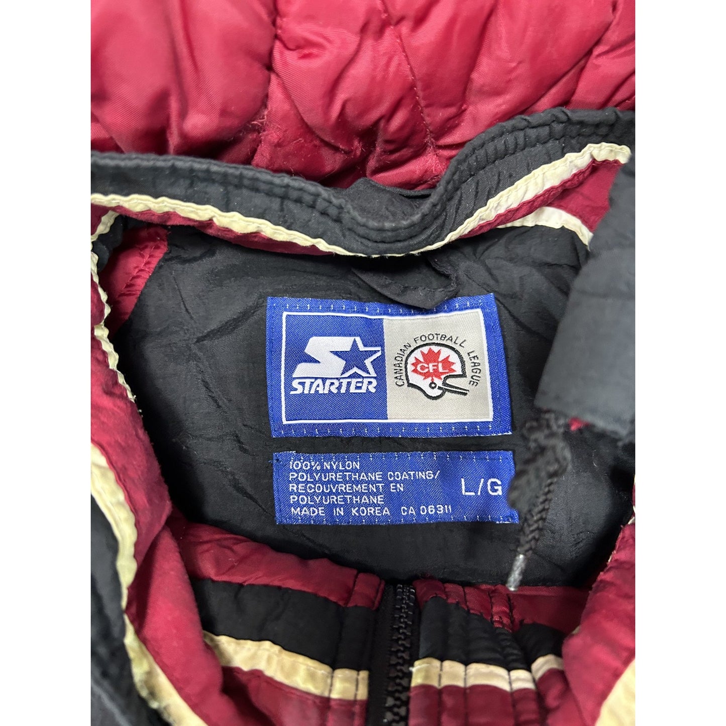 Vintage 1996 Hamilton Tiger Cats CFL Grey Cup Insulated Starter Jacket Sz Large