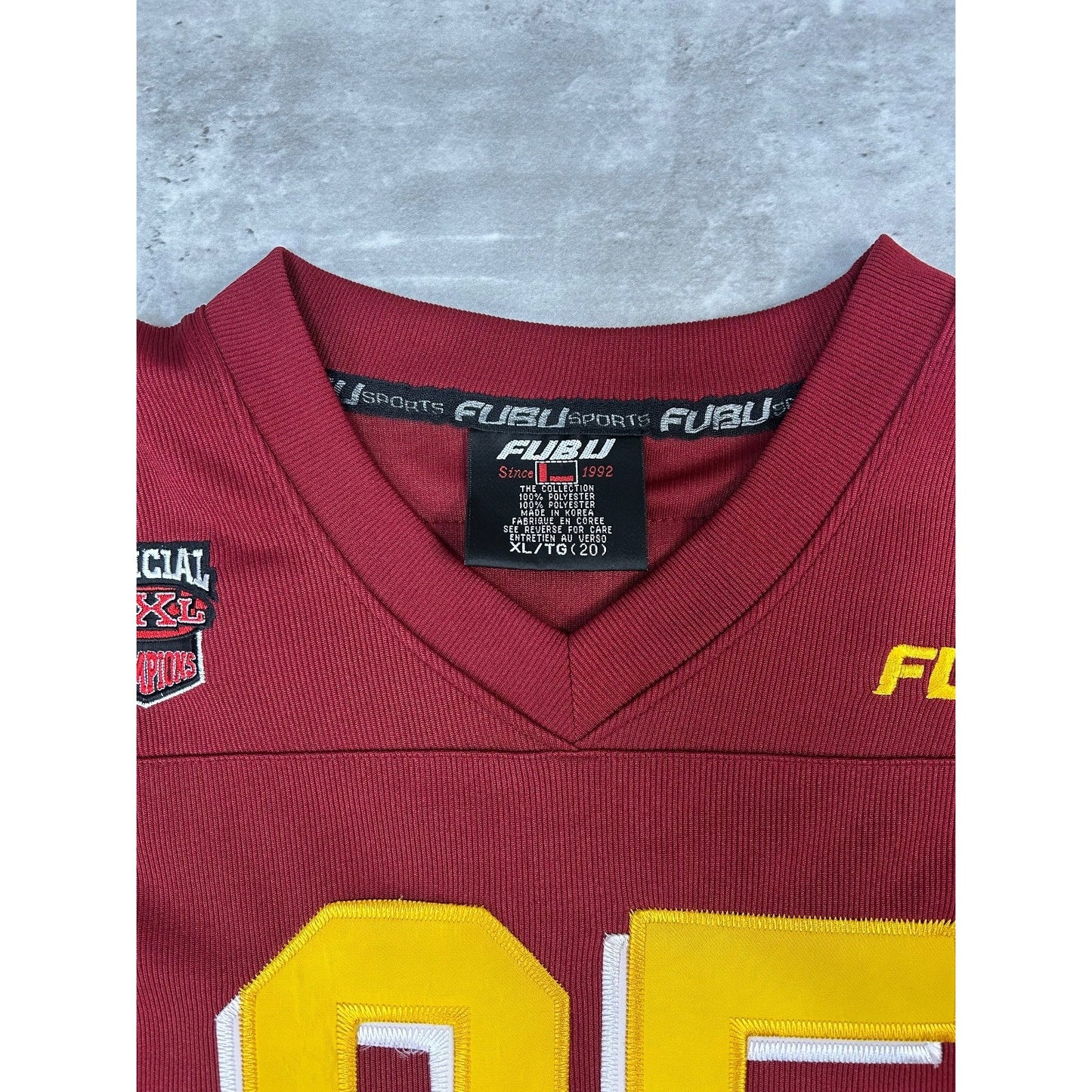 Vintage Y2K Fubu #05 Stitched Football Jersey Size XL Maroon / Yellow