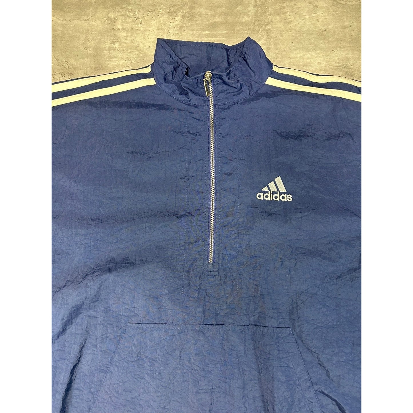 Vintage 90s Adidas Embroidered Logo 1/2 Zip Windbreaker Jacket Size Large