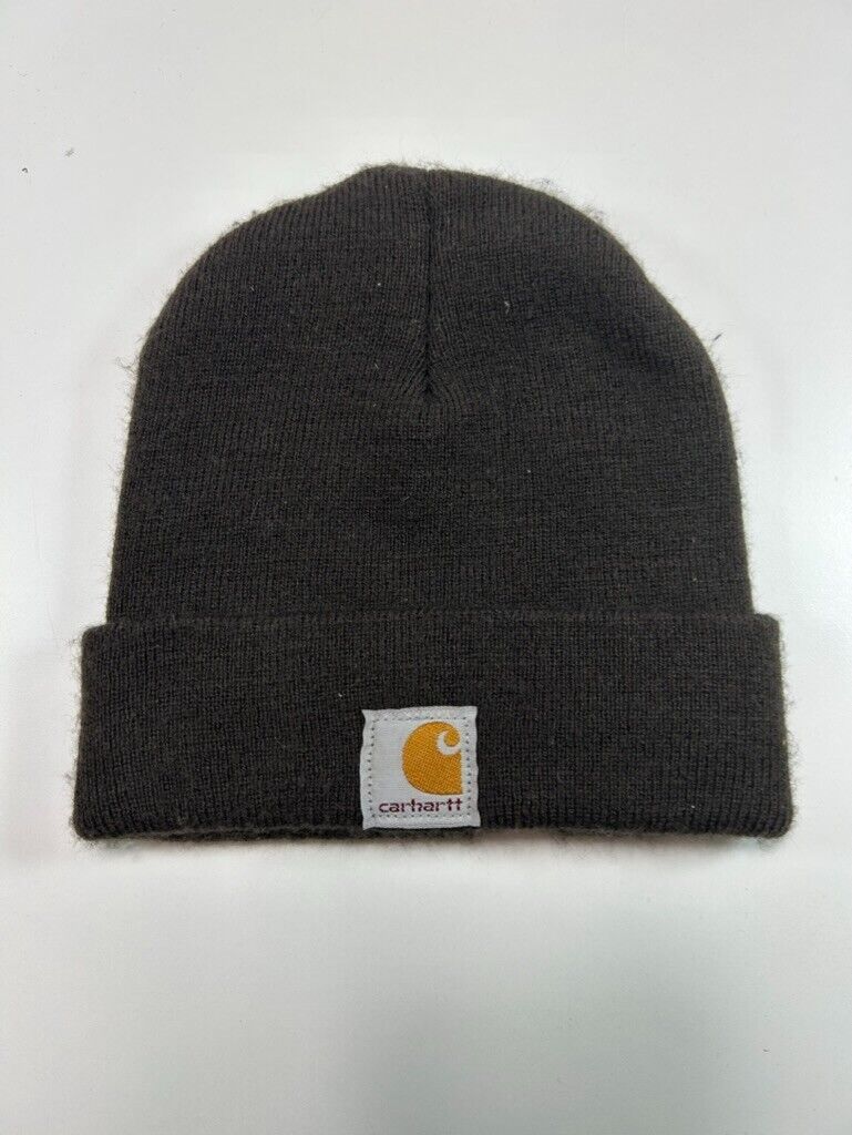 Vintage Carhartt Embroidered Patch Toque Hat OSFA Brown