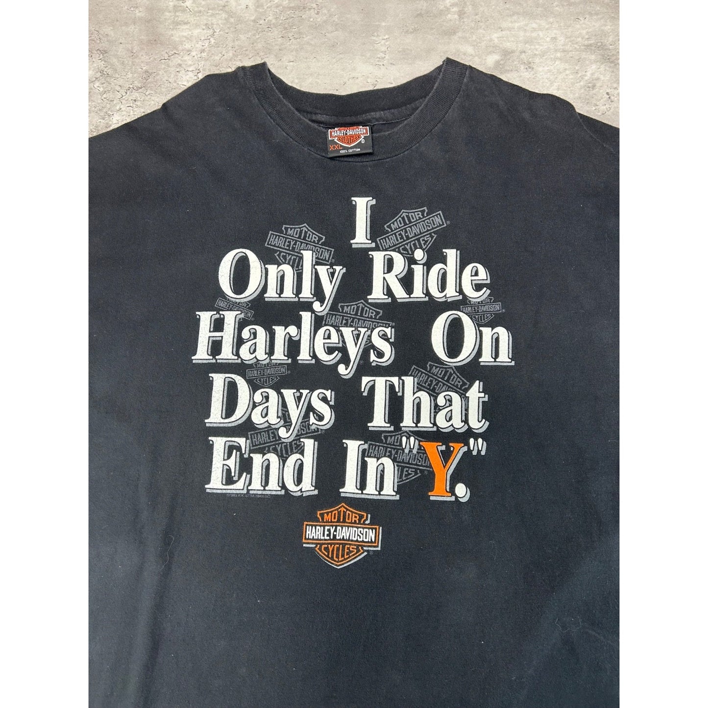 Vintage 90s Harley Davidson I Only Ride On Days That End In Y T-Shirt Size XXL