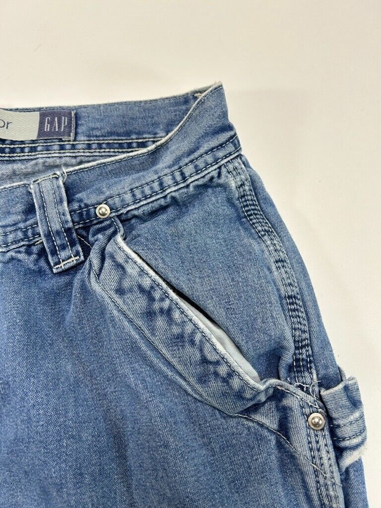 Vintage 90s Gap Light Wash Denim Carpenter Button Fly Pants Size 28W