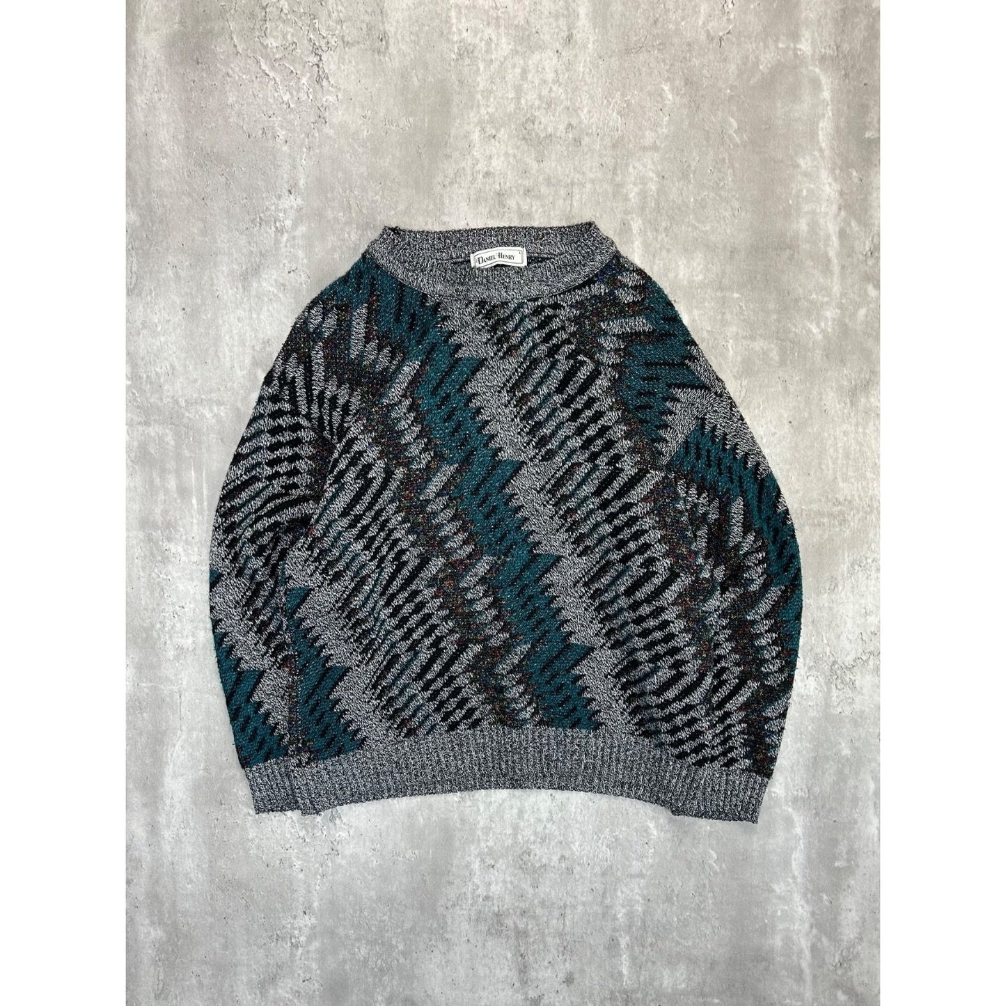 Vintage 90s Daniel Henry Abstract Pattern Knit Sweater Size Large
