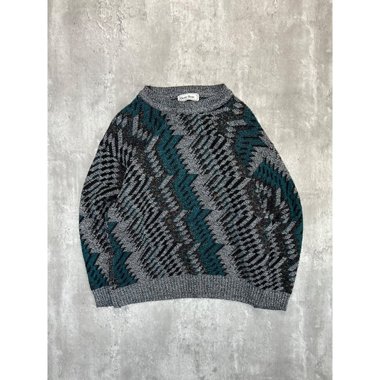 Vintage 90s Daniel Henry Abstract Pattern Knit Sweater Size Large