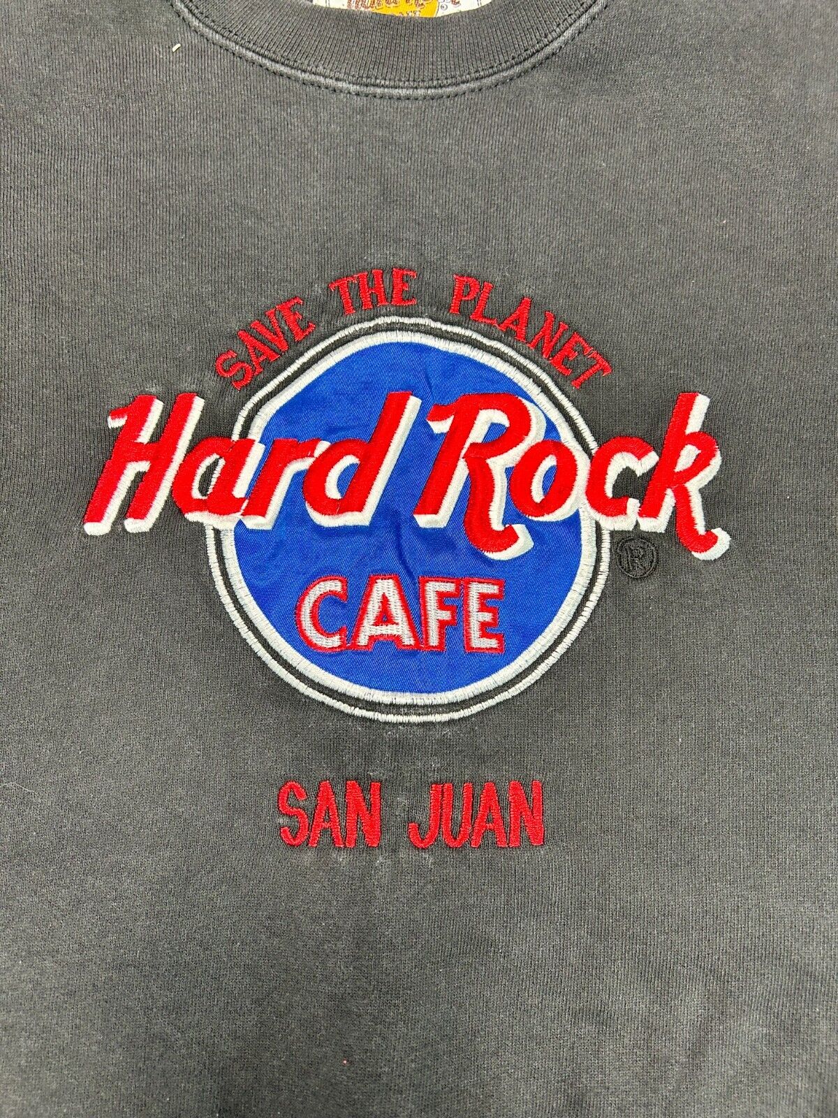 Vintage 90s Hard Rock Cafe San Juan Save The Planet Logo Sweatshirt Size Small