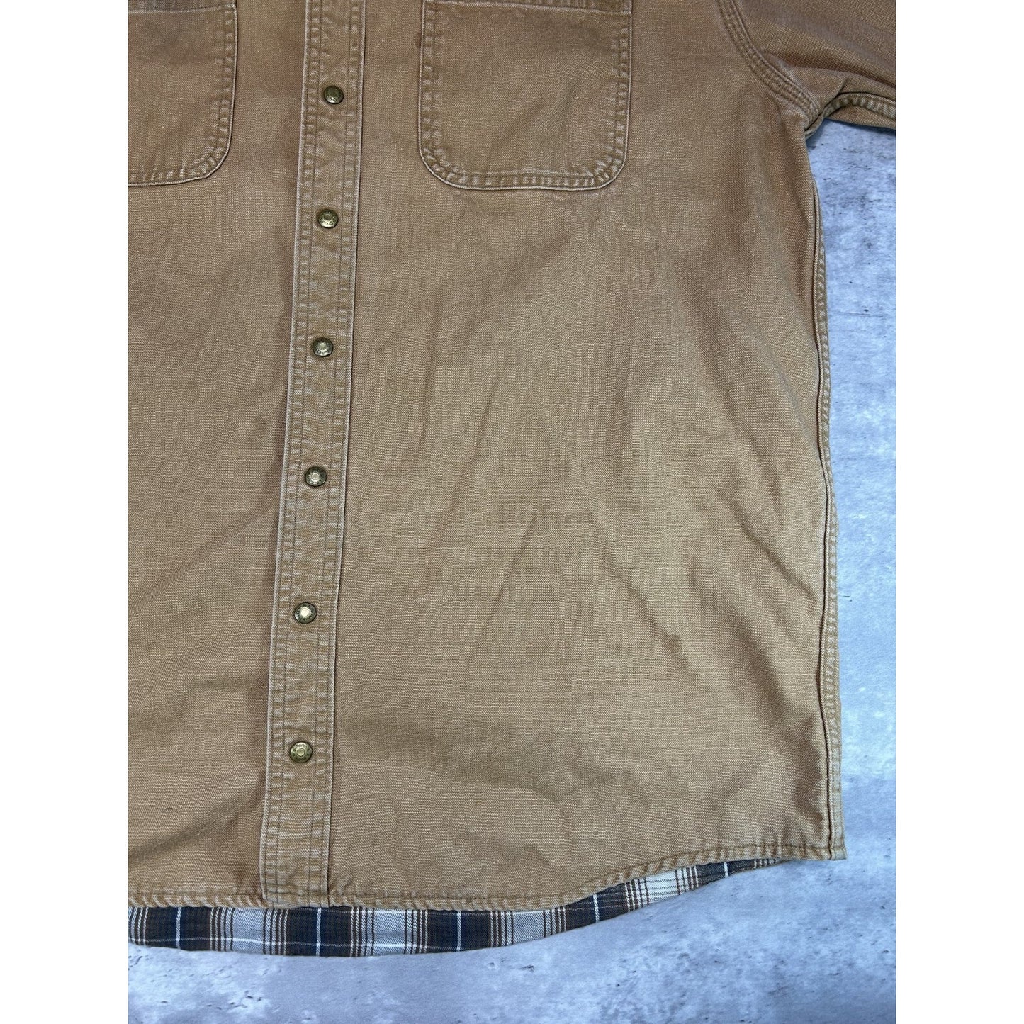Vintage 90s L.L. Bean Plaid Lined Canvas Long Sleeve Button Up Shirt Size LT