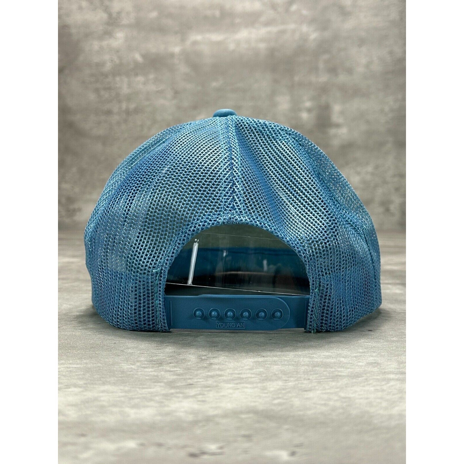 Vintage Deepwater Boat Ramp Boating Graphic Trucker Snapback Hat OSFA Blue