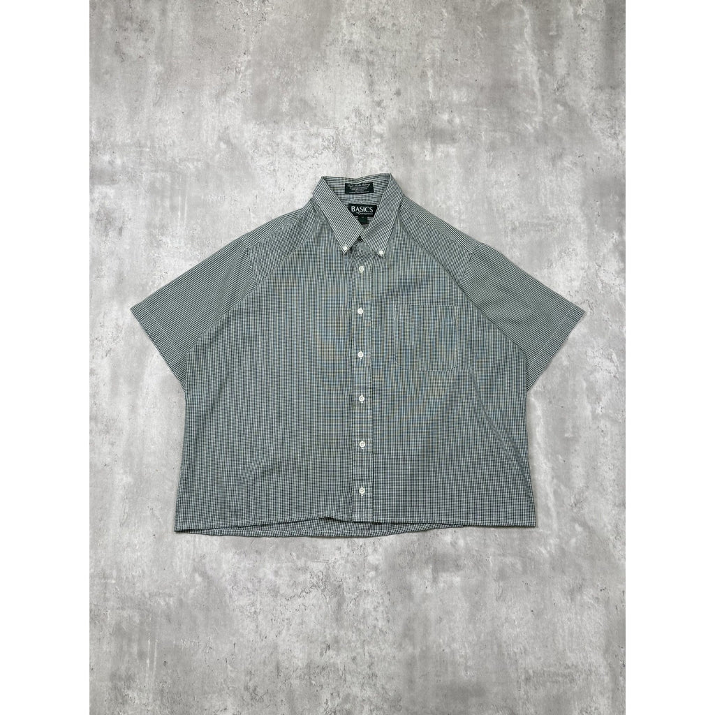 Croft & Barrow Basics Single Pocket Plaid Reworked Cropped Button Up Shirt Sz XL