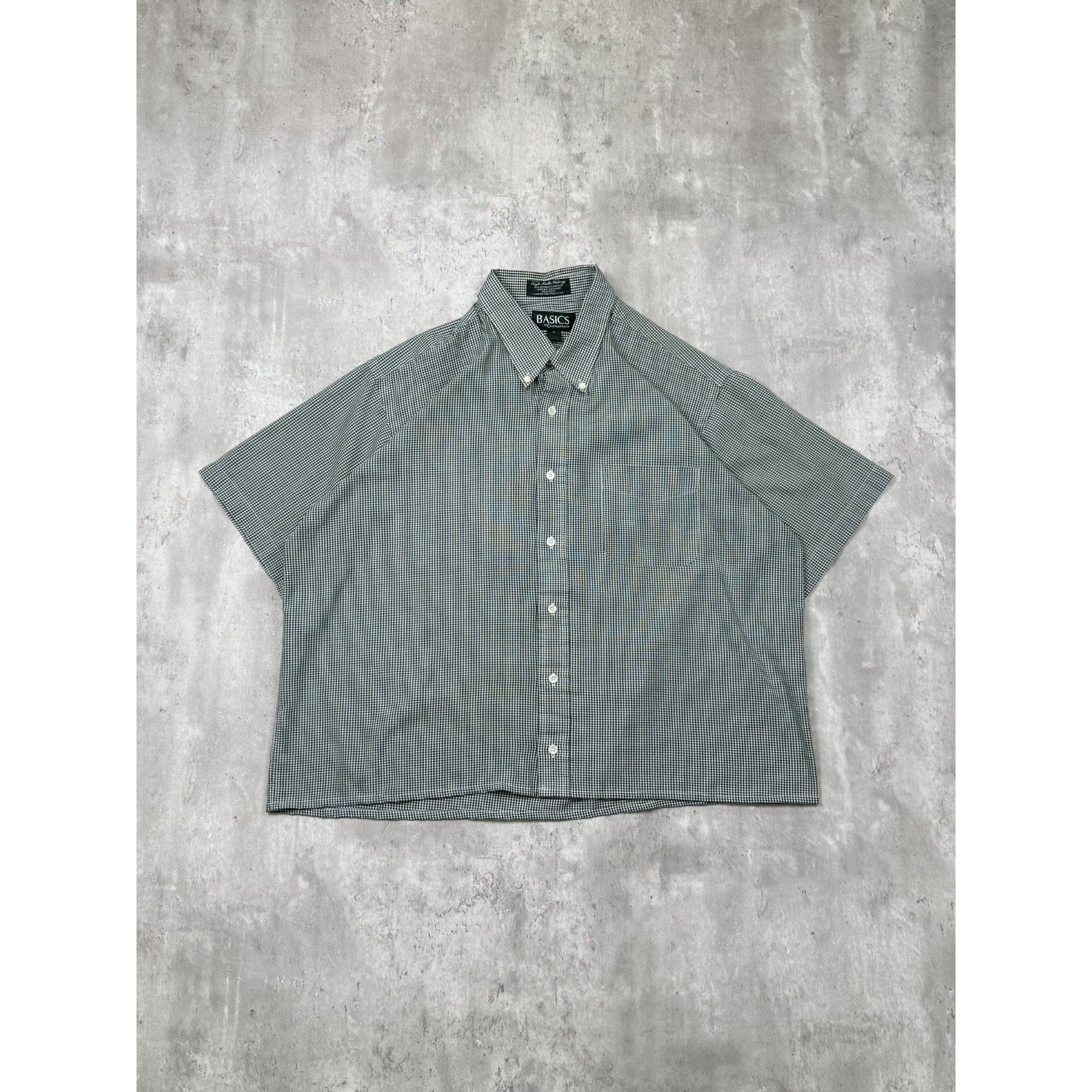 Croft & Barrow Basics Single Pocket Plaid Reworked Cropped Button Up Shirt Sz XL