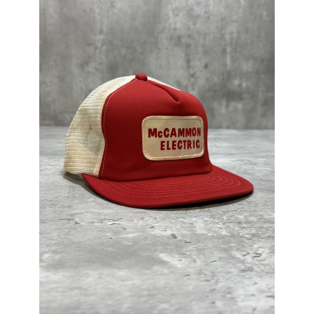 Vintage 80s McCammon Electric Embroidered Patch Trucker Snapback Hat OSFA