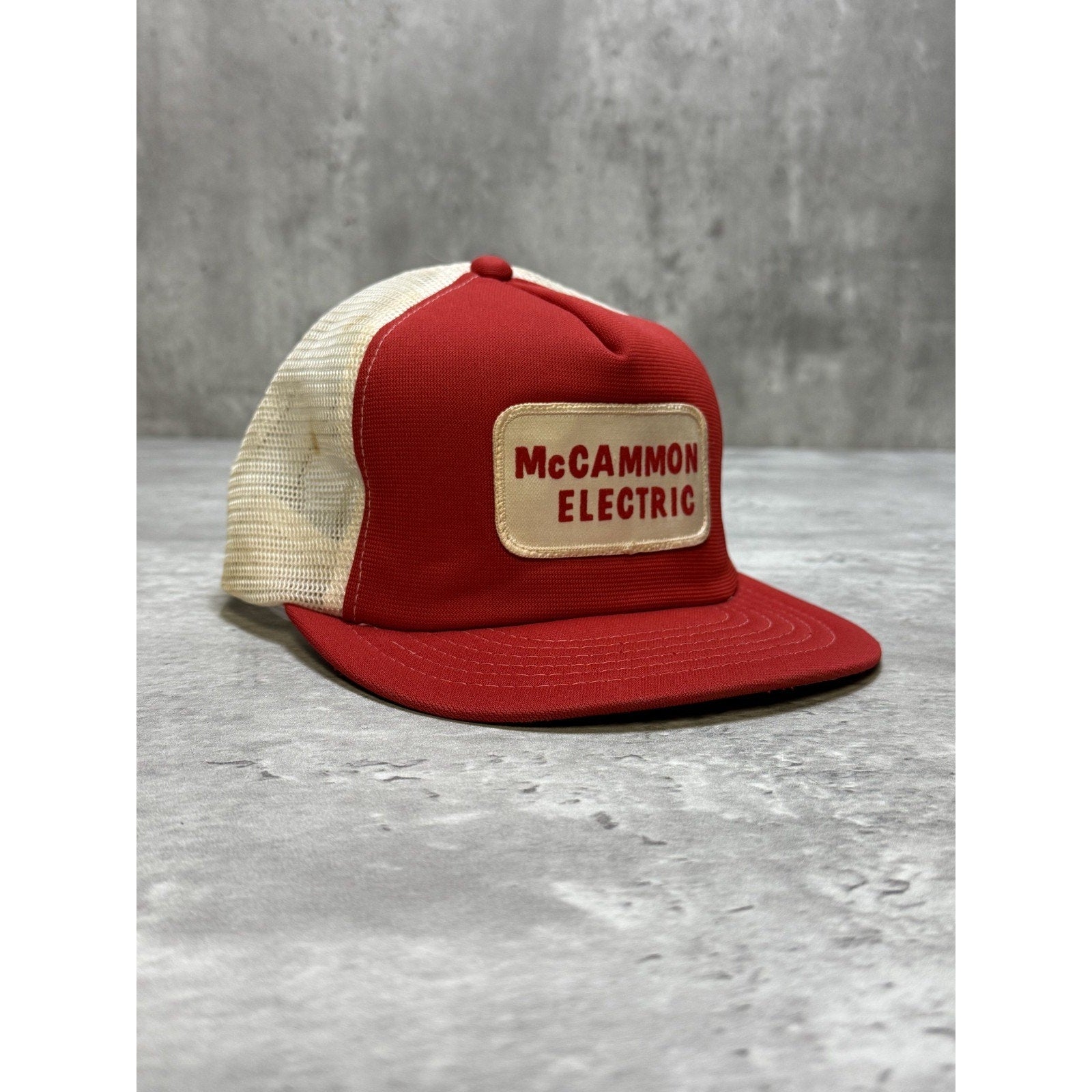 Vintage 80s McCammon Electric Embroidered Patch Trucker Snapback Hat OSFA