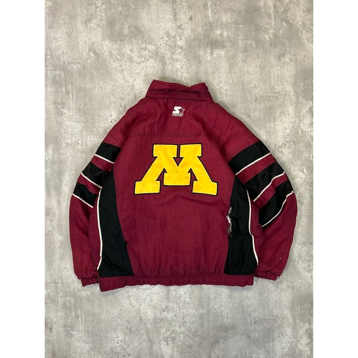 Vintage 90s Minnesota Gophers NCAA Insulated 1/2 Zip Starter Jacket Size Large