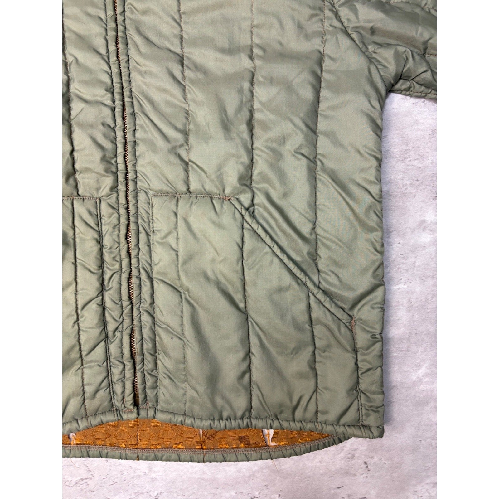 Vintage 1950s Quilted Lined Full Zip Green Jacket Size Medium