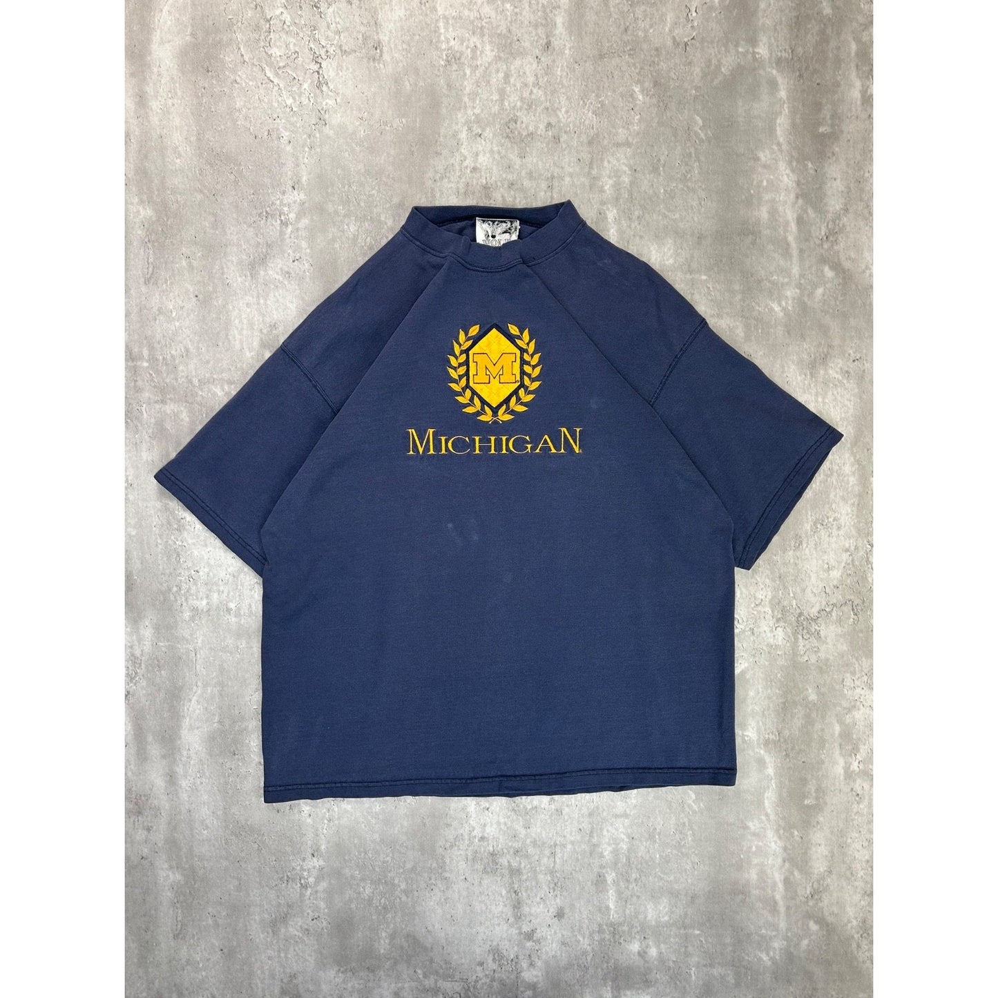 Vintage Michigan Wolverines NCAA Crest Graphic T-Shirt Size XL Blue