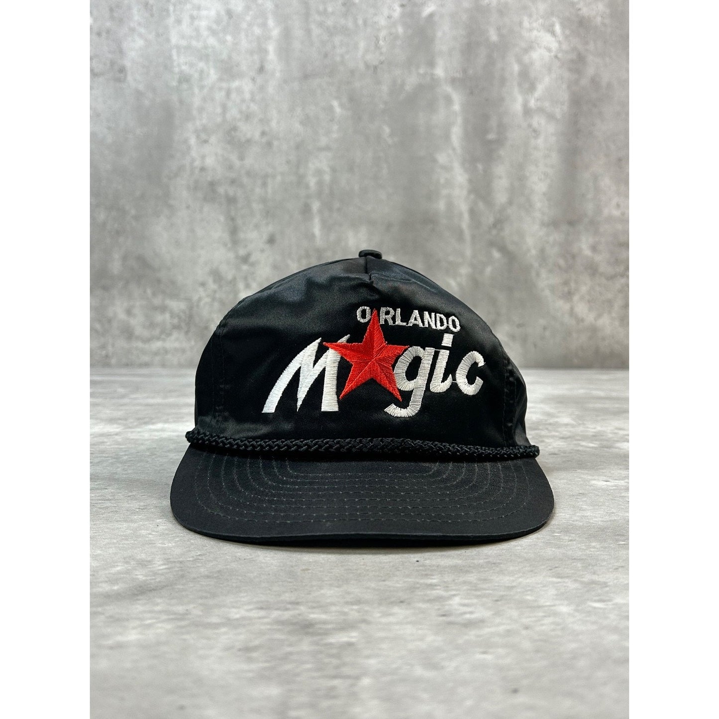 Vintage 90s Orlando Magic Embroidered Script Spellout Strapback Hat OSFA