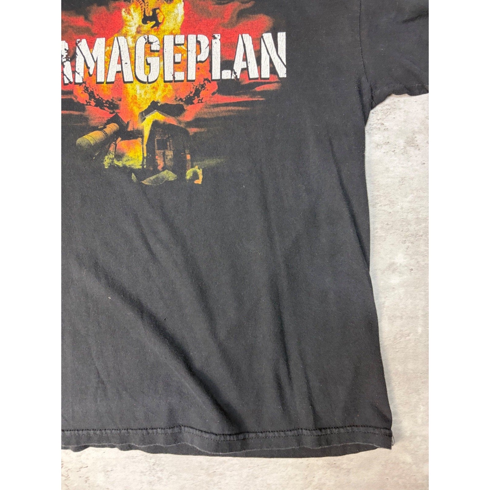 Vintage 2004 Damage Plan Heavy Metal Spellout Graphic Band T-Shirt Size Large