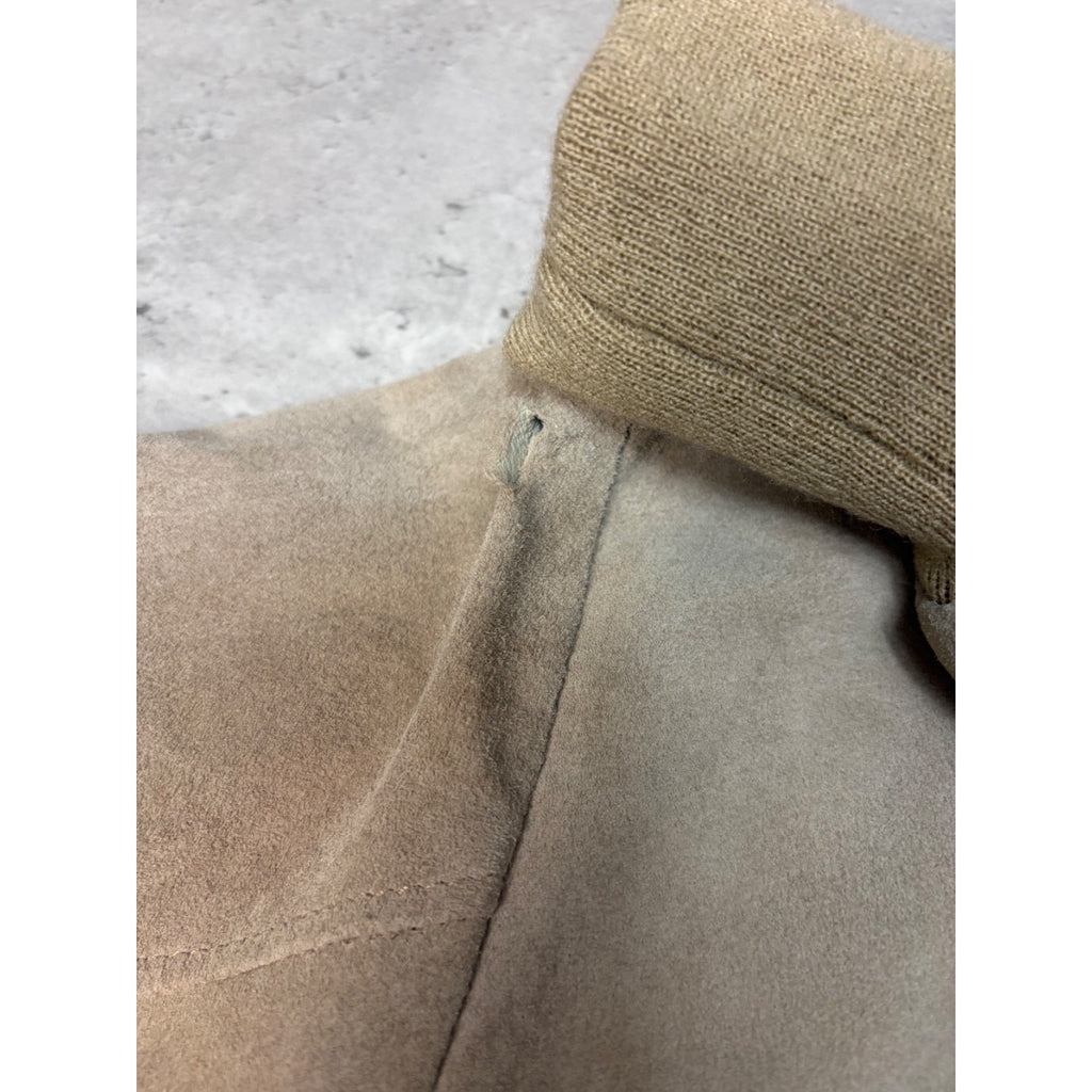 Vintage 90s Suede Earth Tone Full Zip Collared Bomber Jacket Size XL