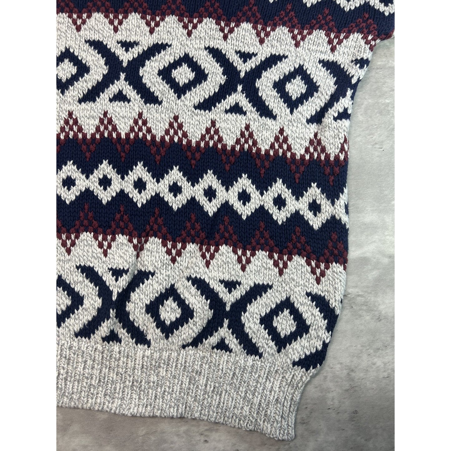 Vintage 80s Authentic Issue Geometric Striped Pullover Knit Sweater Size XL