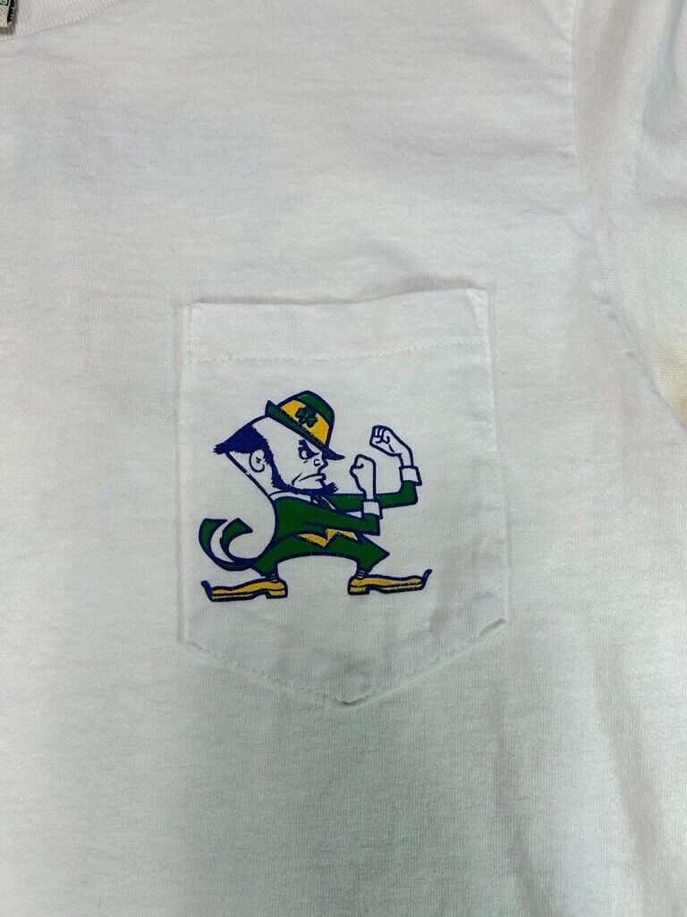 Vintage 90s Notre Dame Fightin Irish NCAA Mascot Graphic T-Shirt Size Large